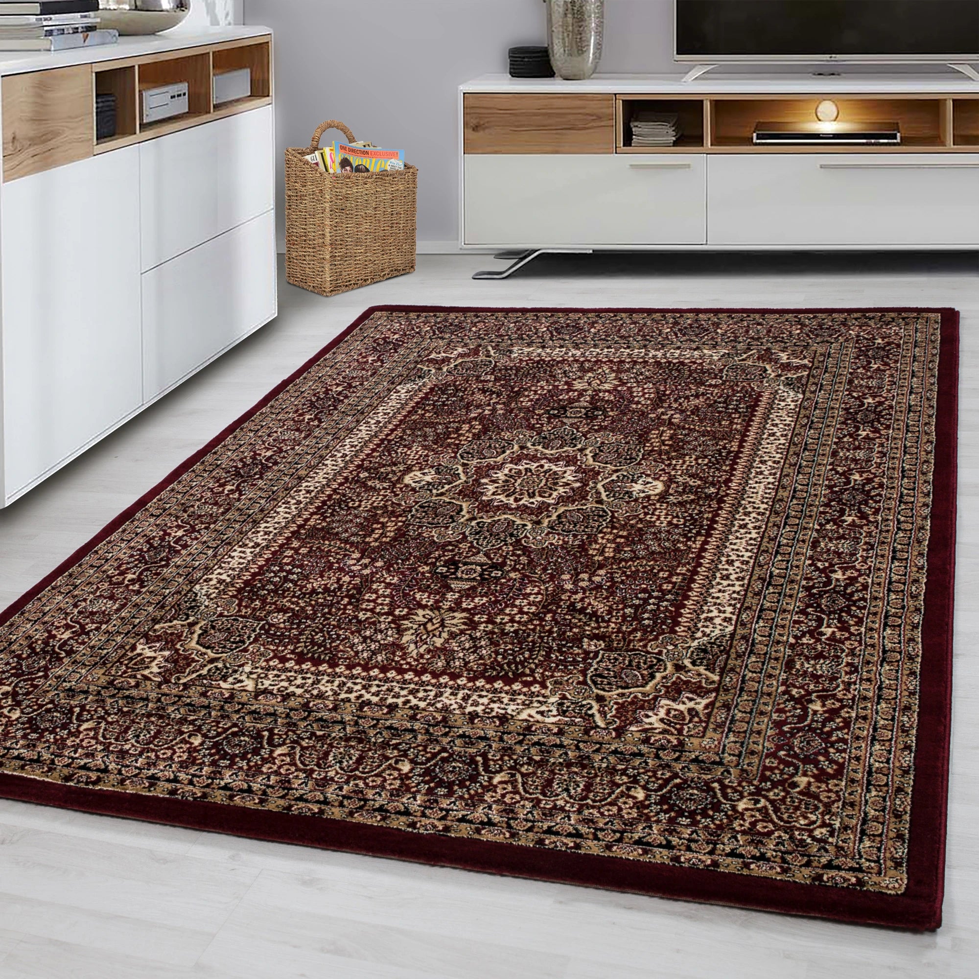 Oriental Contemporary Area Rug | Red