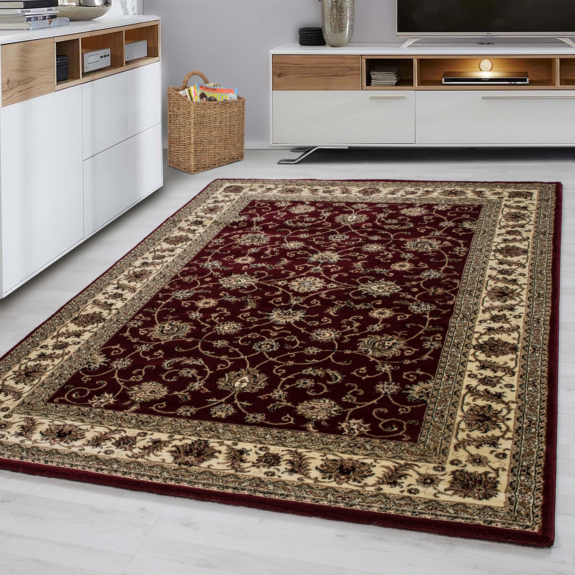 Oriental Cozy Area Rug | Red