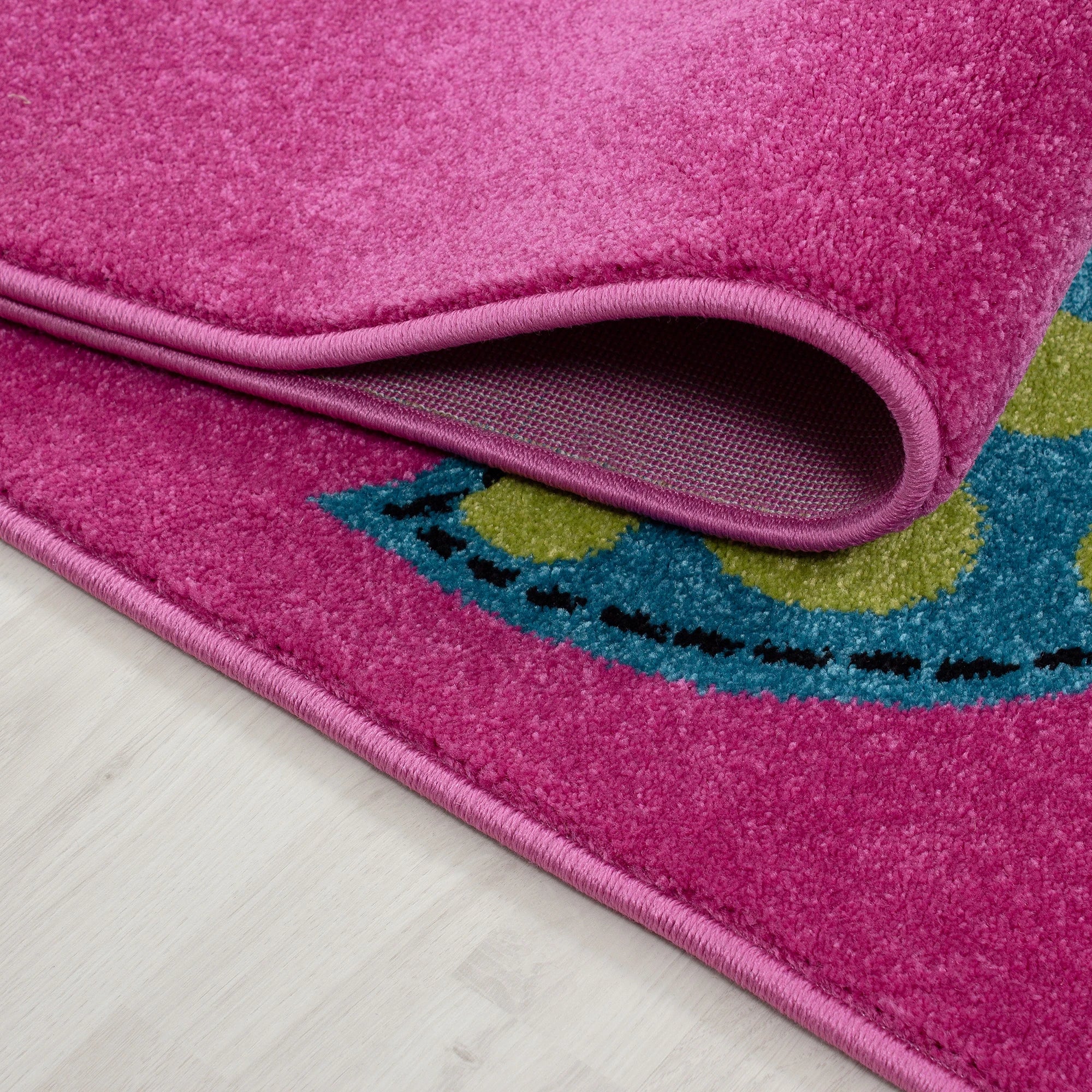 Cute Whimsical Owl Tree Branch Kids Rug | Pink