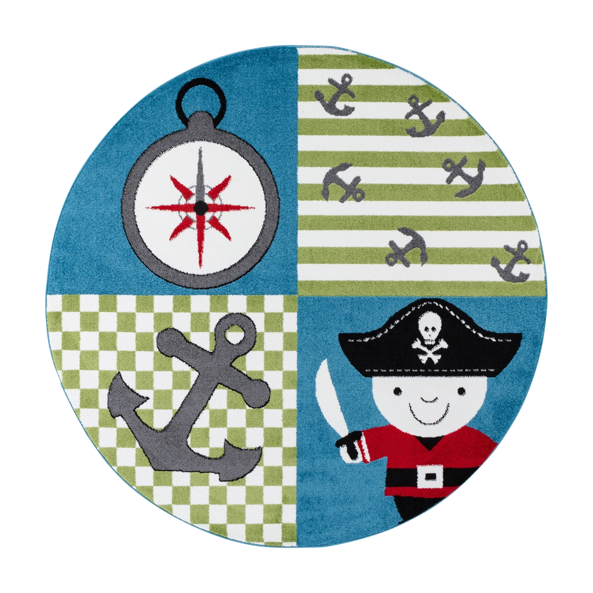 Fun Pirate Theme Patchwork Kids Rug | Multi