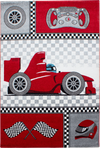 Race Car Checkered Flag Kids Rug | Red Red