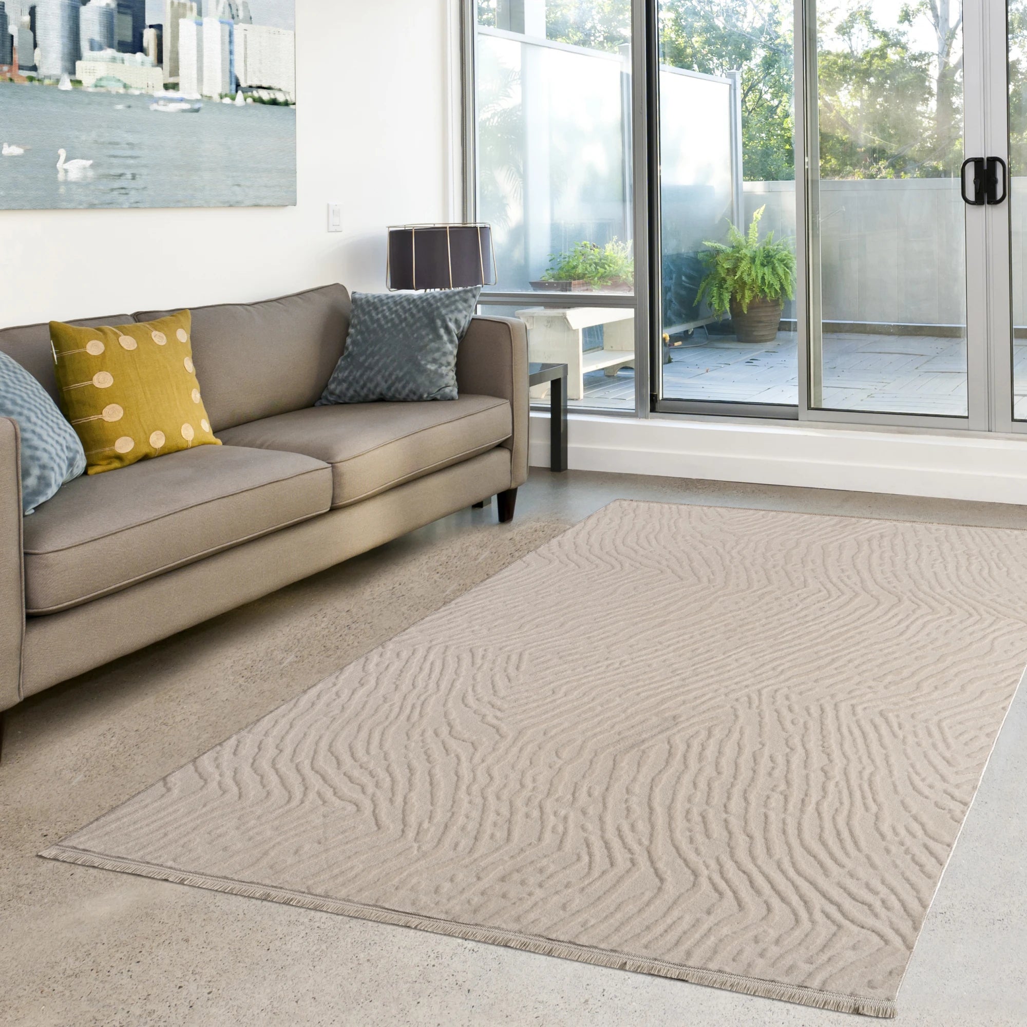 Modern Wavy Plush Rug - Ivory