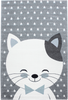 Smiling Cat with Bow Tie Starry Kids Rug | Blue 