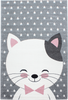 Smiling Cat with Bow Tie Starry Kids Rug | Pink 