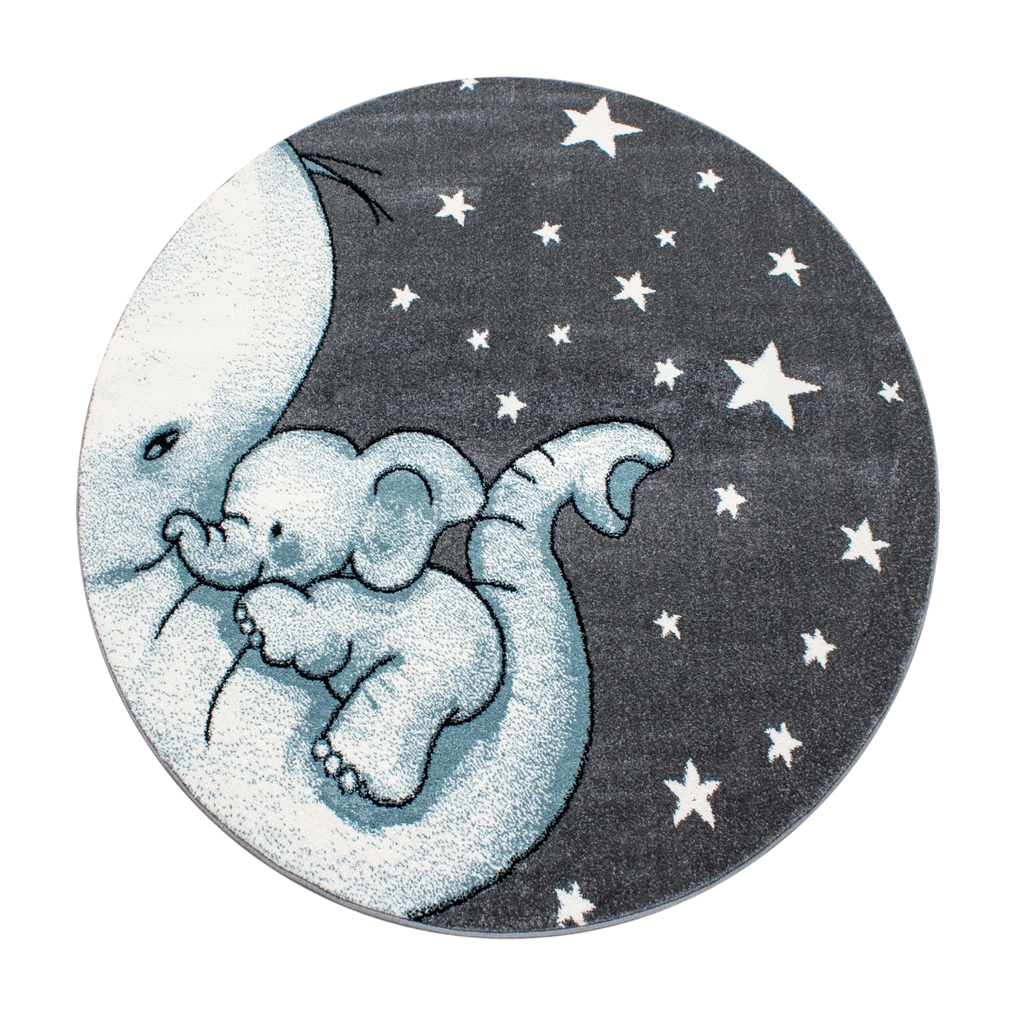 Cute Snuggling Elephant Nursery Rug | Blue