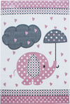 Polka Dot Elephant Umbrella Kids Rug | Pink Pink
