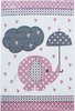 Polka Dot Elephant Umbrella Kids Rug | Pink 