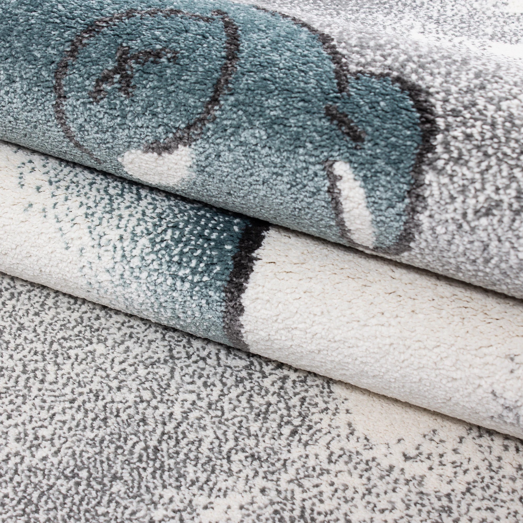 Bear on Clouds Star Fishing Kids Rug | Blue