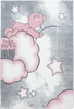 Bear on Clouds Star Fishing Kids Rug | Pink 
