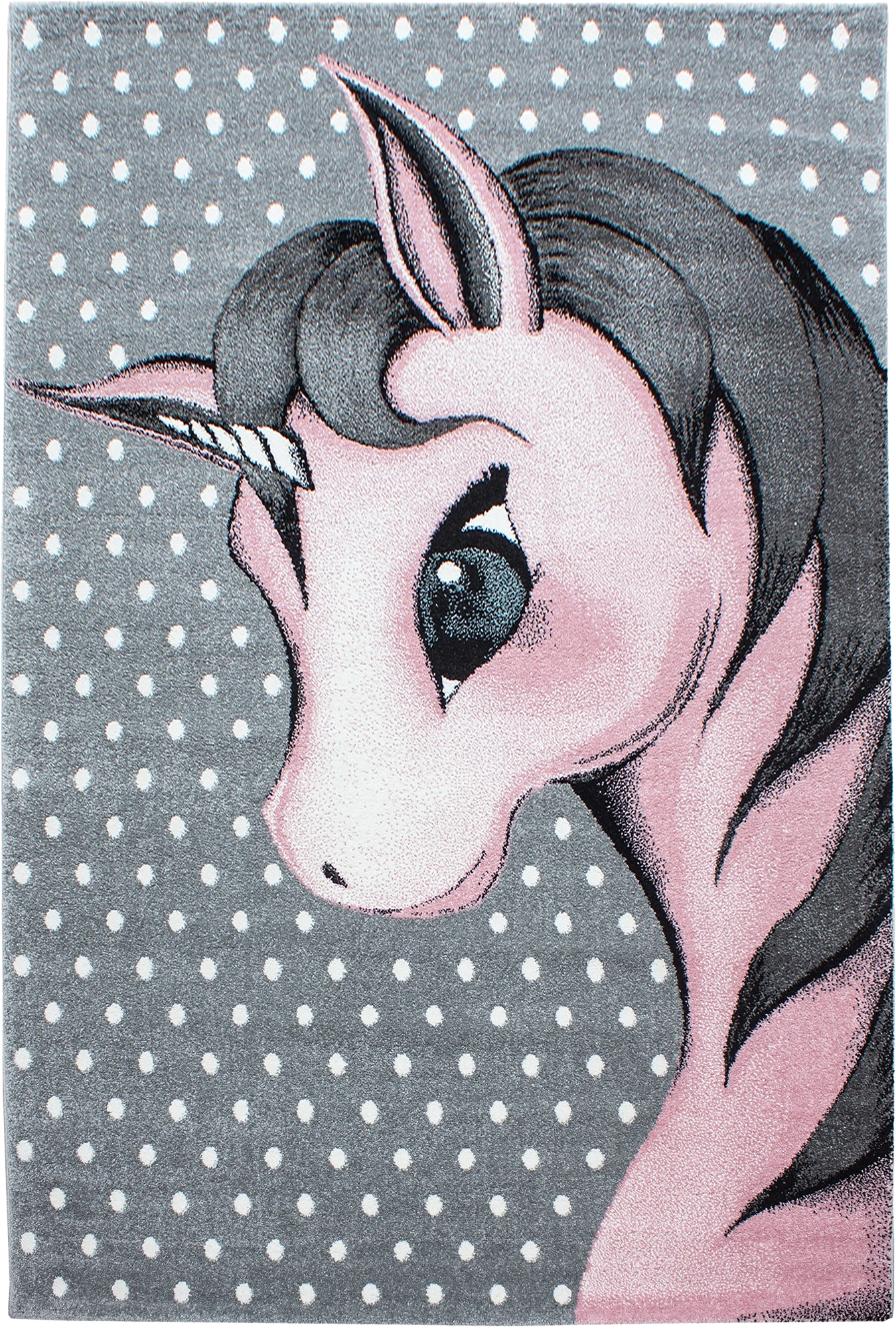 Cute Pink Unicorn Polka Dot Kids Rug | Pink
