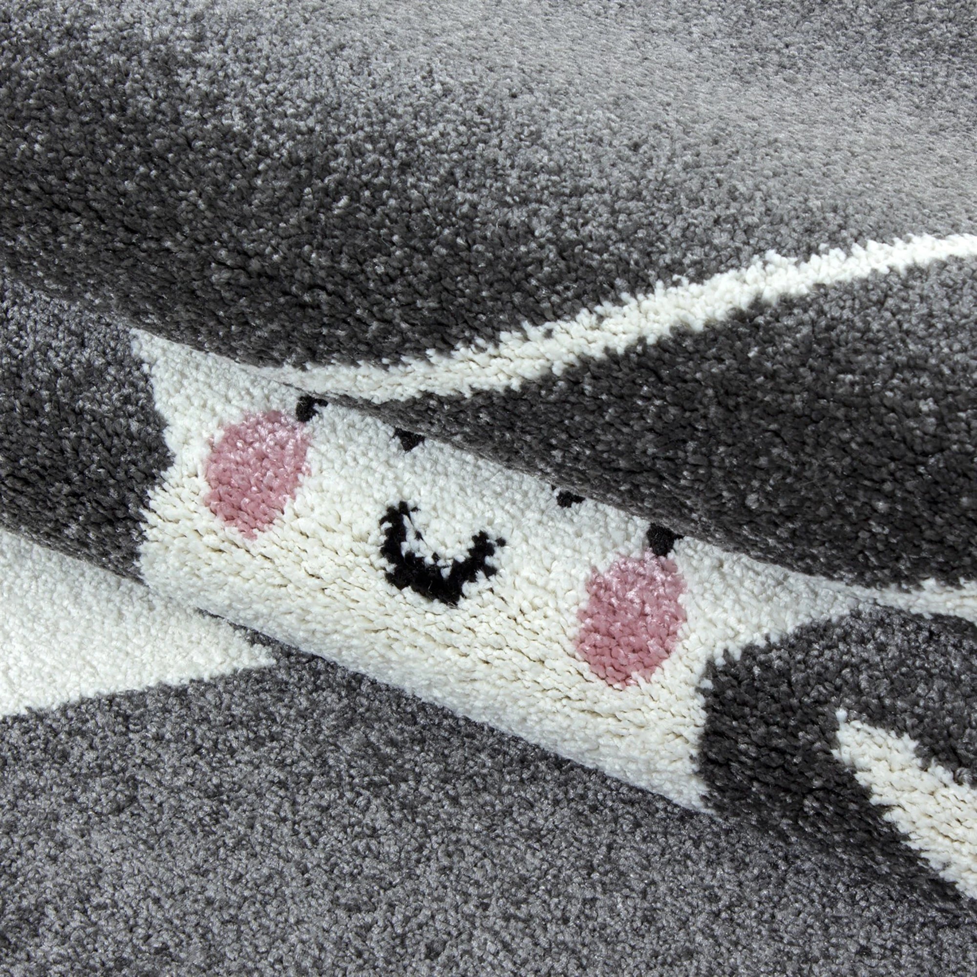 Sweet Star Face Children's Accent Carpet | Gray