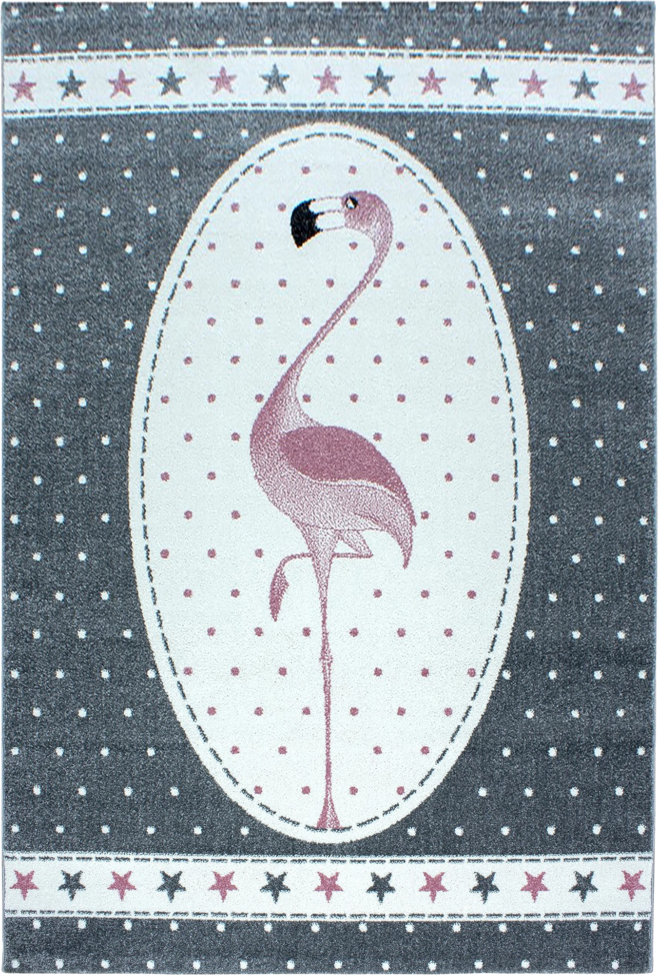 Elegant Flamingo Star Border Kids  Rug | Pink