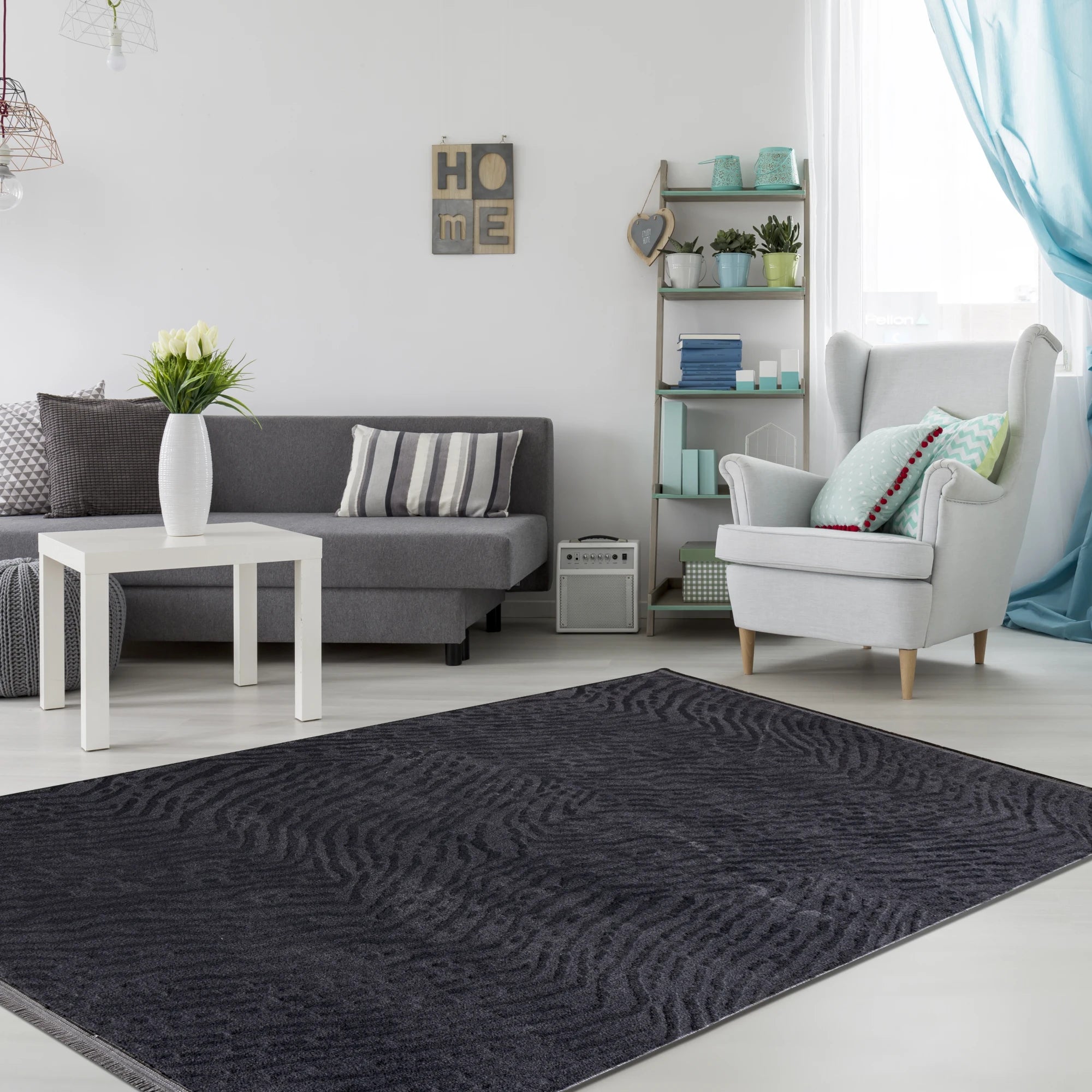 Modern Wavy Plush Rug - Charcoal Gray