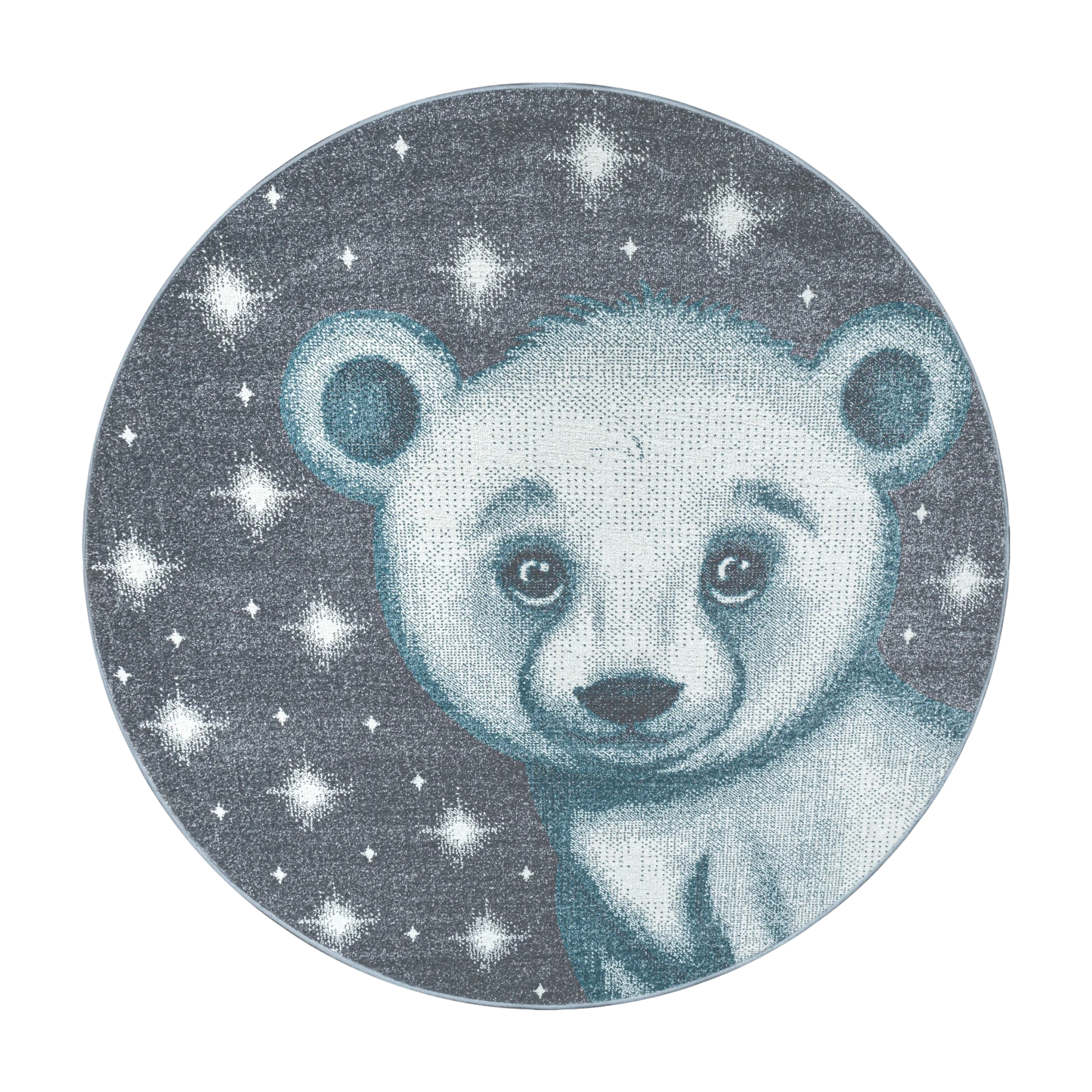 Blue Bear Kids Rug | Grey Starry Night