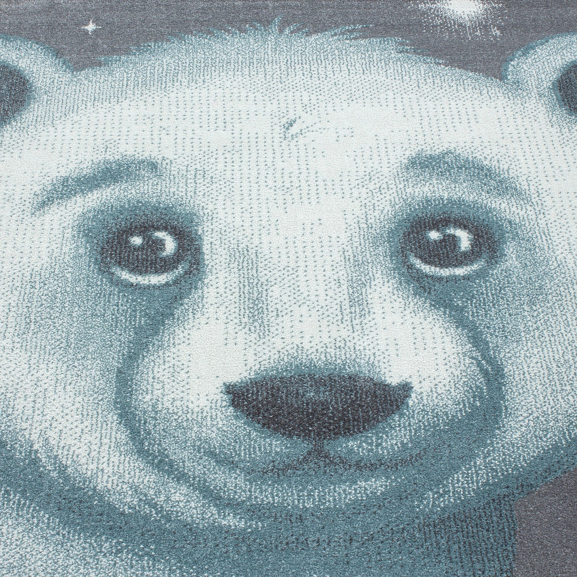 Blue Bear Kids Rug | Grey Starry Night