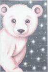 Pink Bear Kids Rug | Grey Starry Night Pink