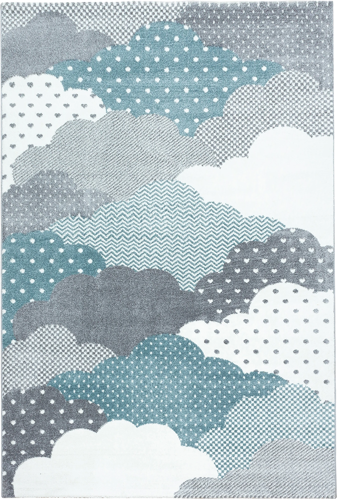 Nursery Rug with Patterned Clouds | Blue
