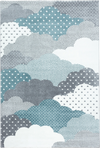 Nursery Rug with Patterned Clouds | Blue Blue