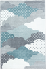 Nursery Rug with Patterned Clouds | Blue 