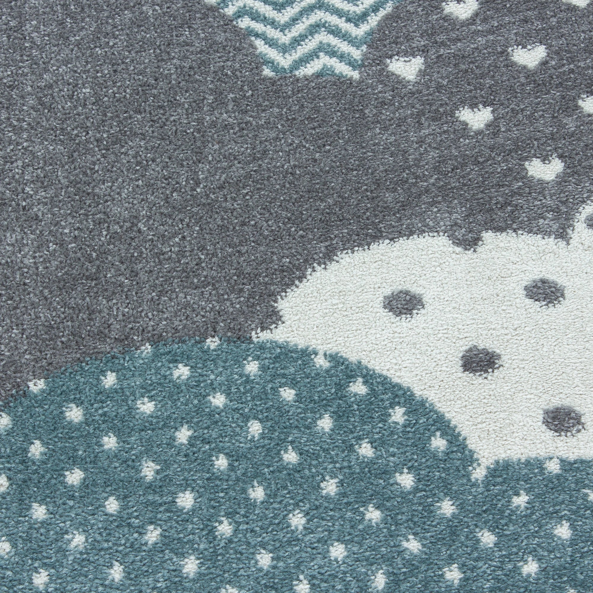 Nursery Rug with Patterned Clouds | Blue