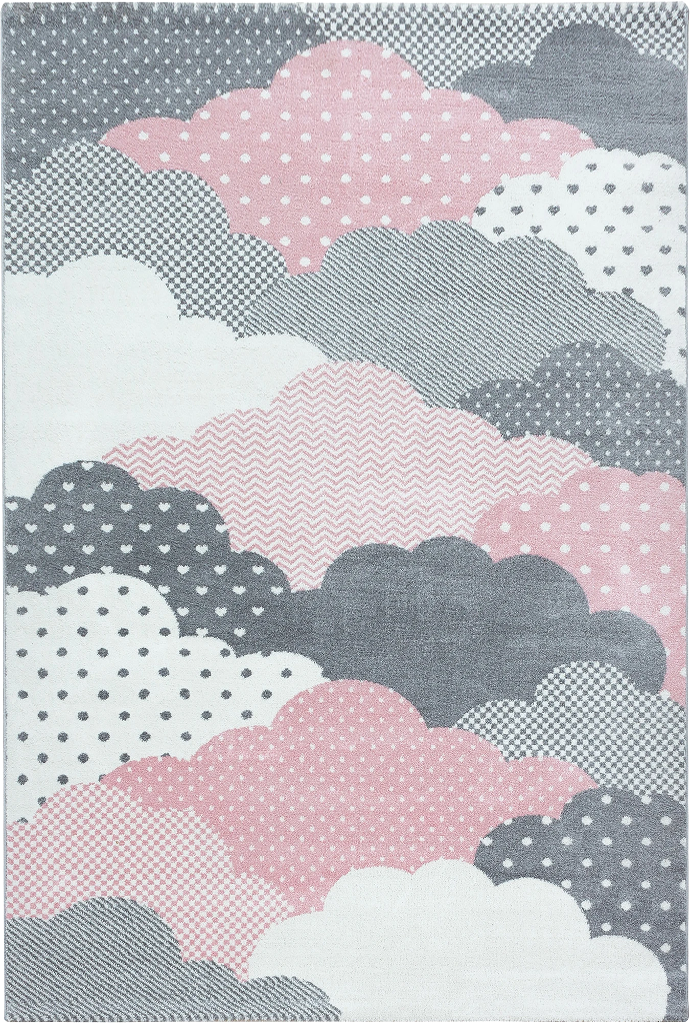 Nursery Rug with Patterned Clouds | Pink