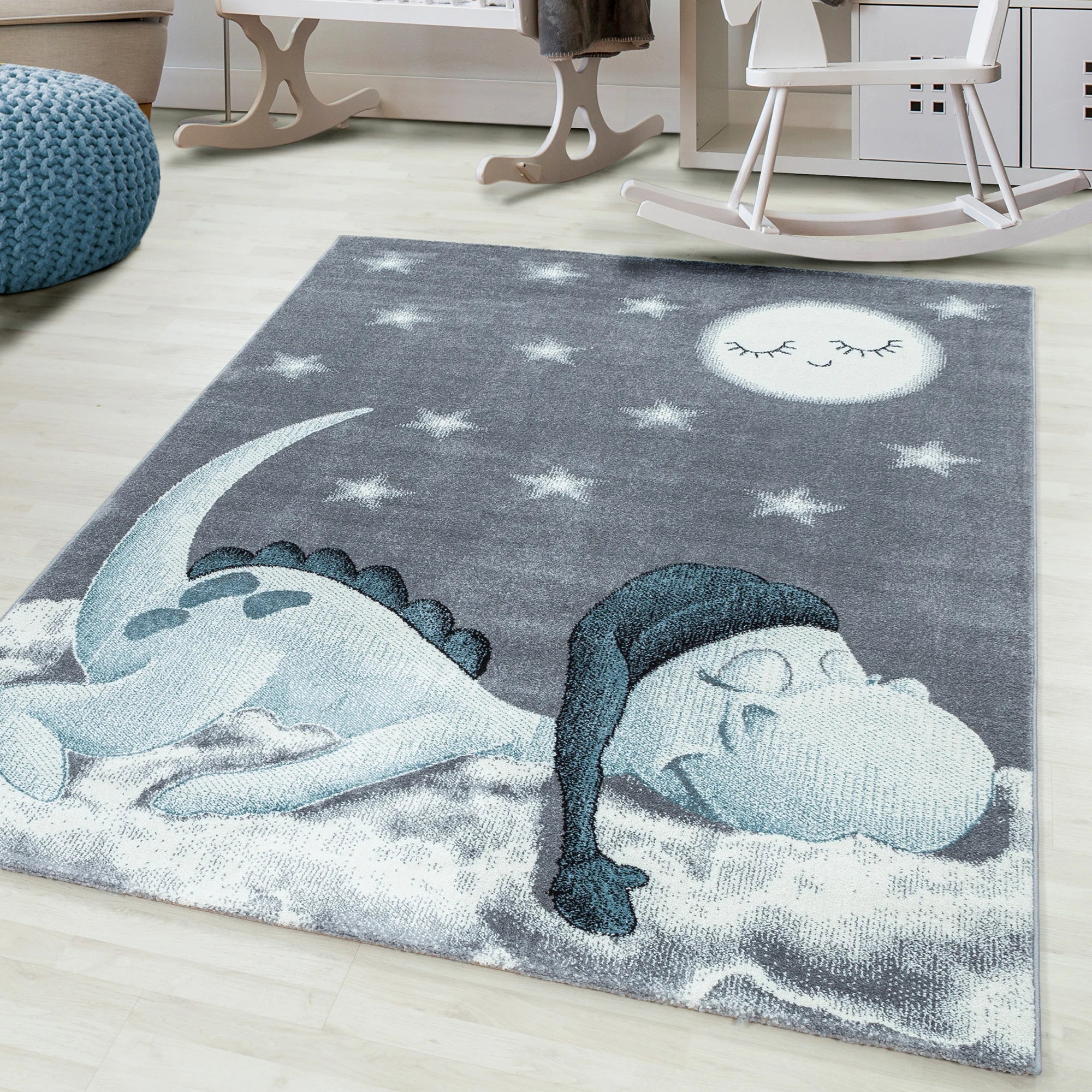 Good Night Dinosaur Rug | Blue