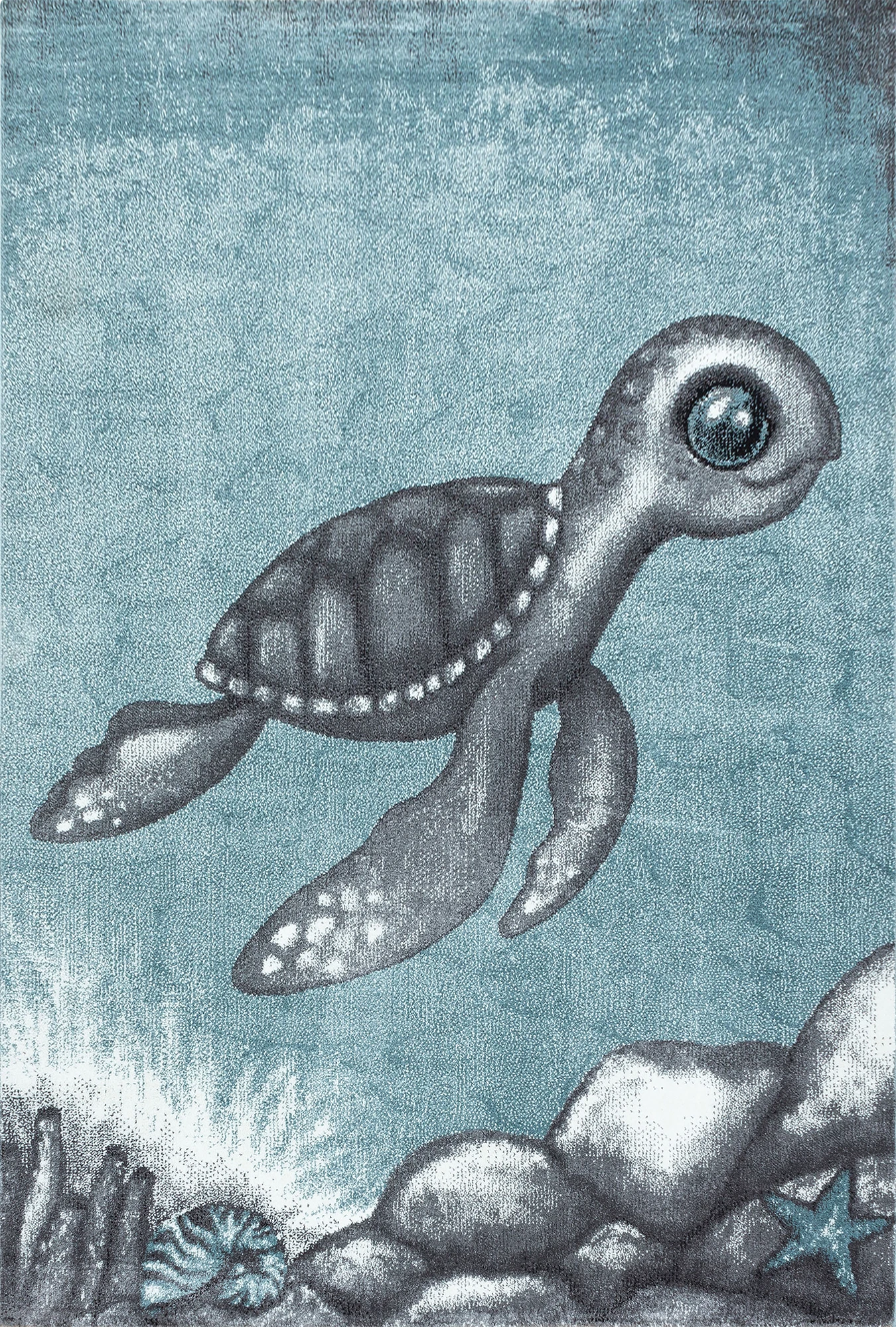 Sweet Turtle Patterned Kids Rug | Blue