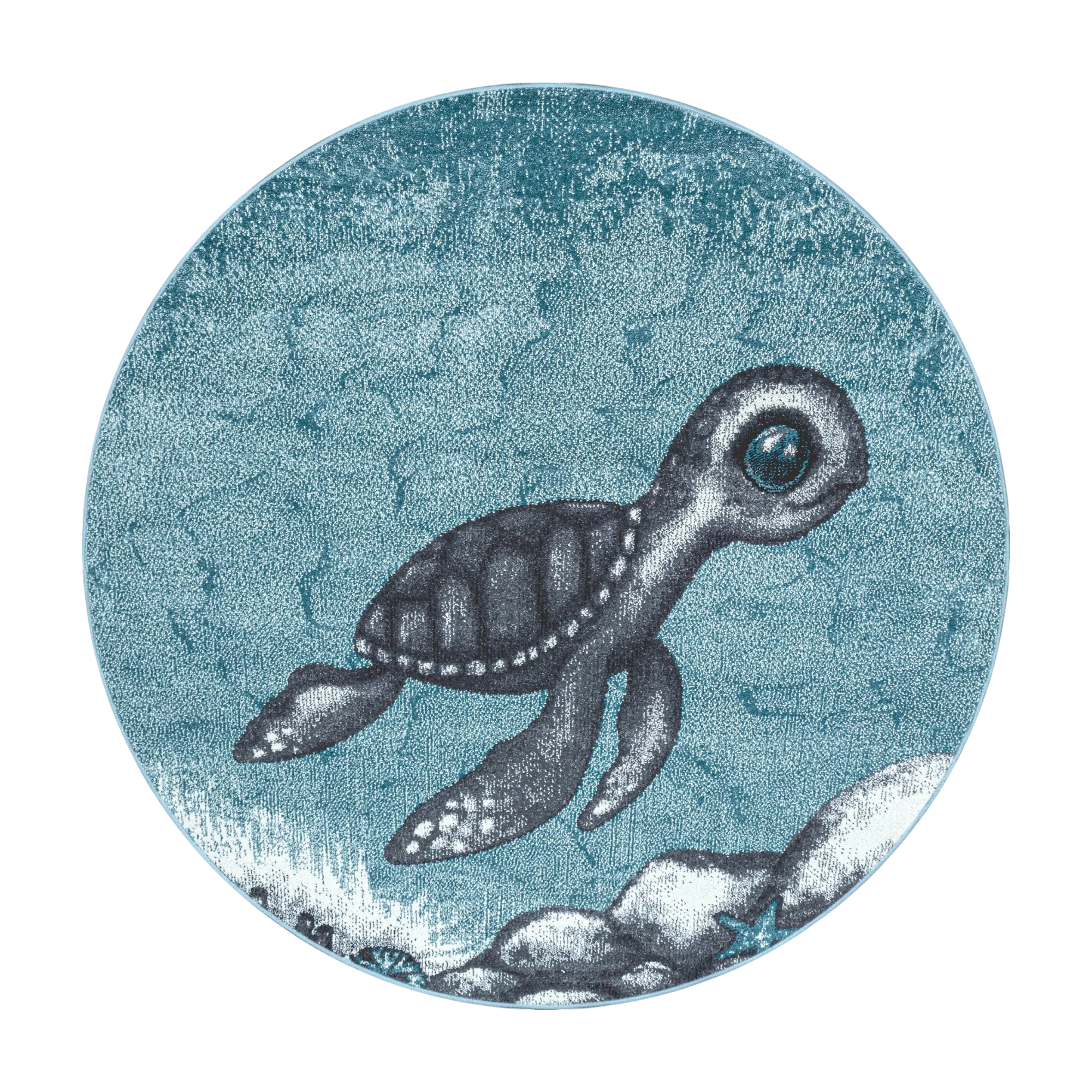 Sweet Turtle Patterned Kids Rug | Blue