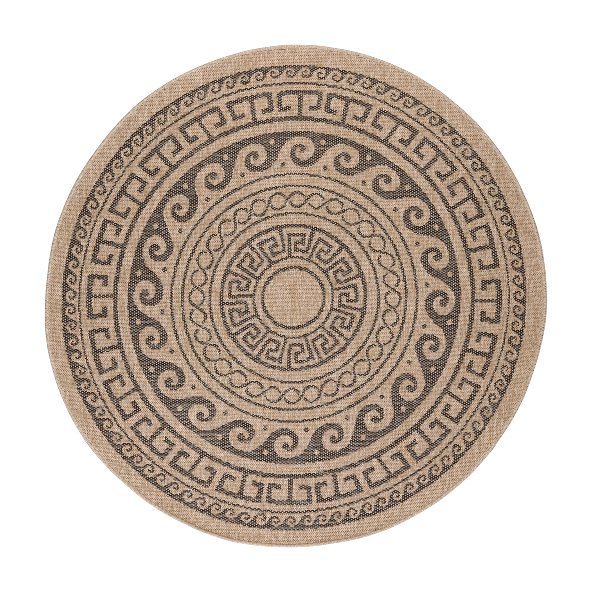 Vintage Jute Chic Round Rug | Black