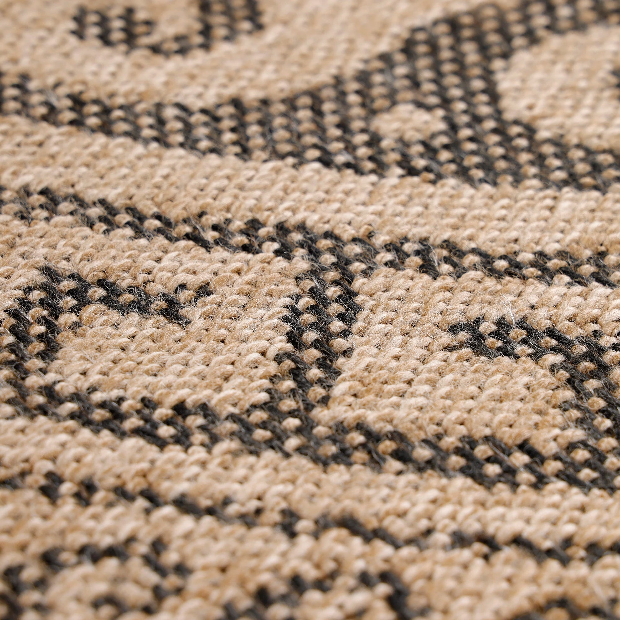 Vintage Jute Chic Round Rug | Black