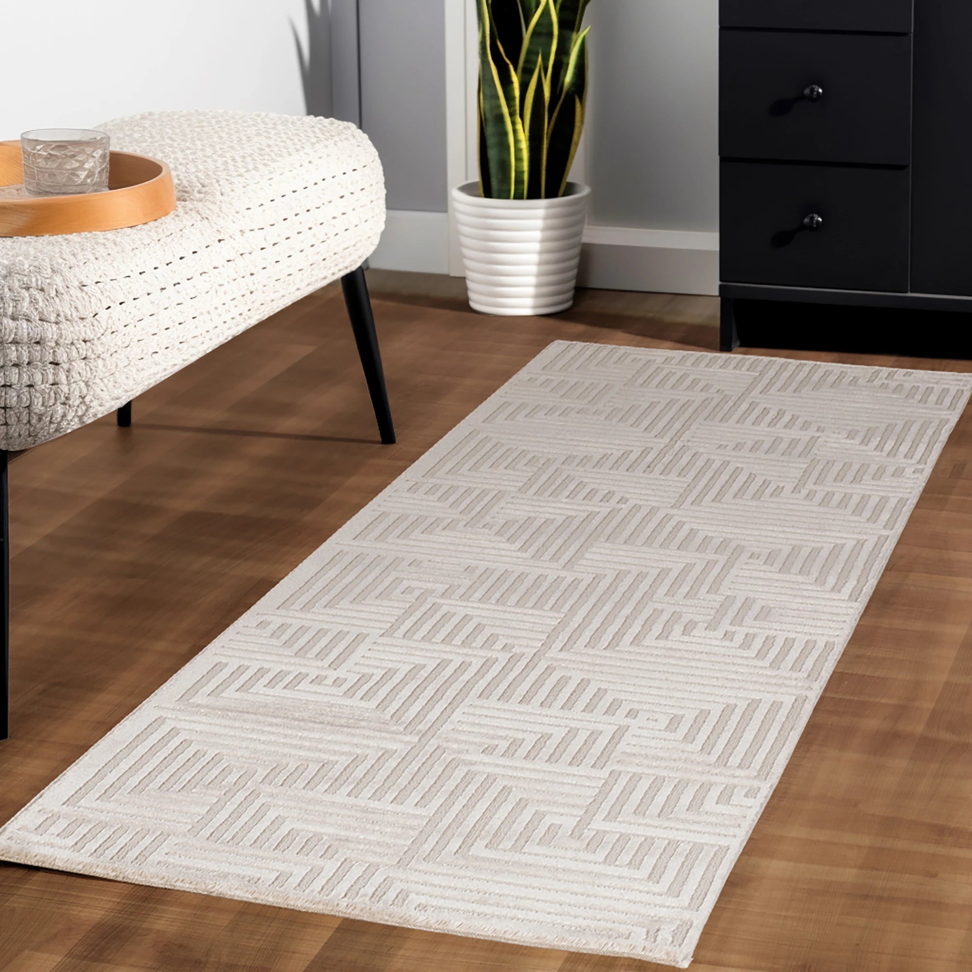 Sculpted Labyrinth Rug | Beige