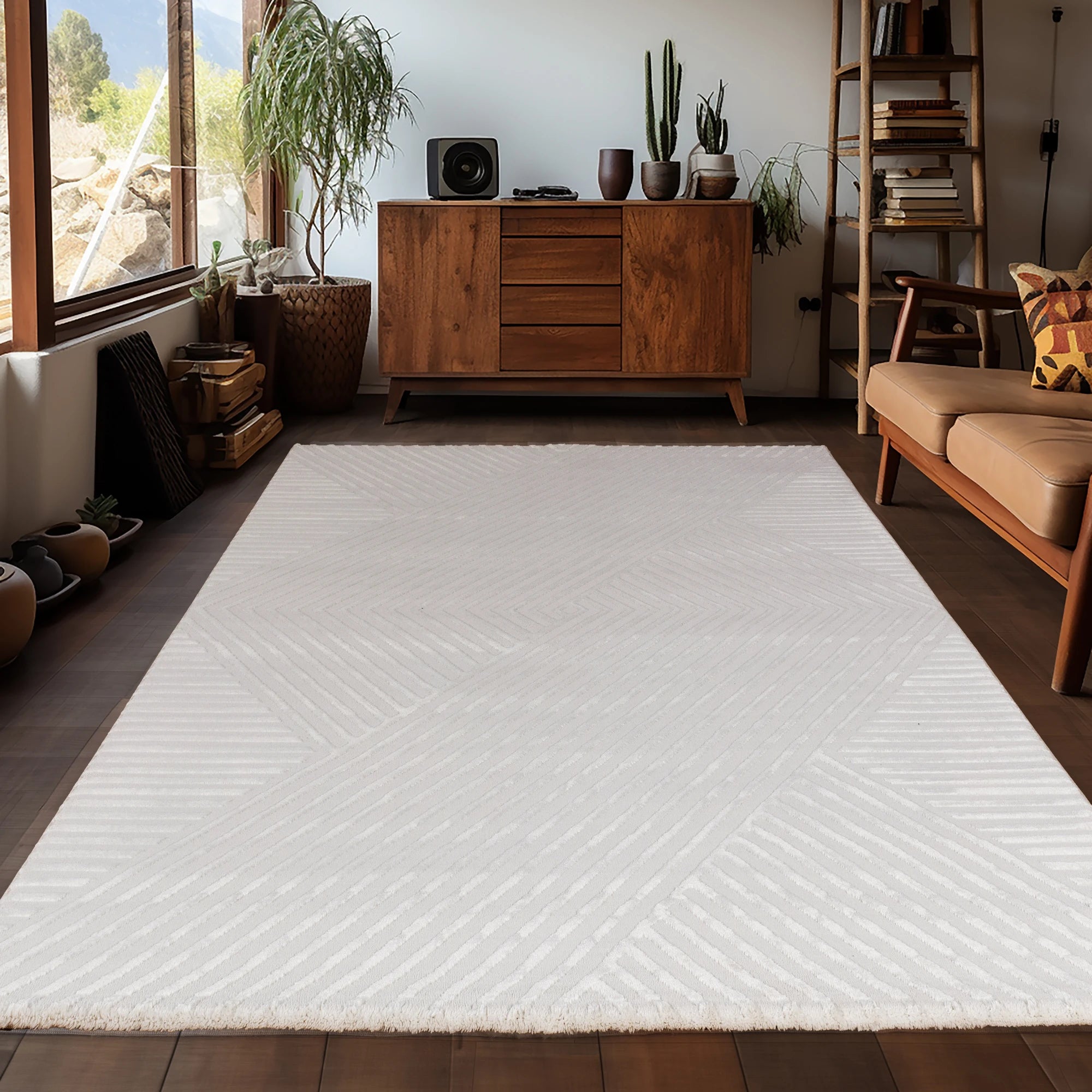 Textured Linear Rug | Soft Cream