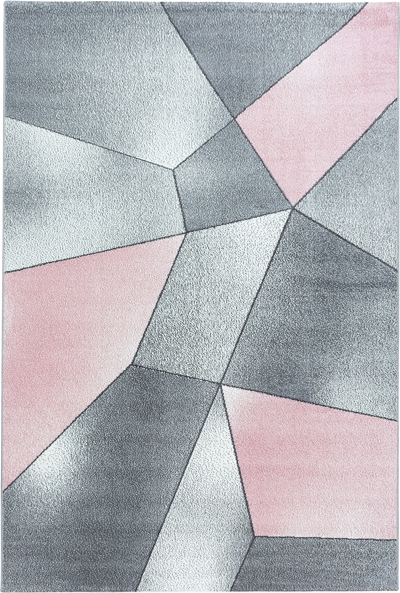 Modern Geometric Rug | Pink & Gray