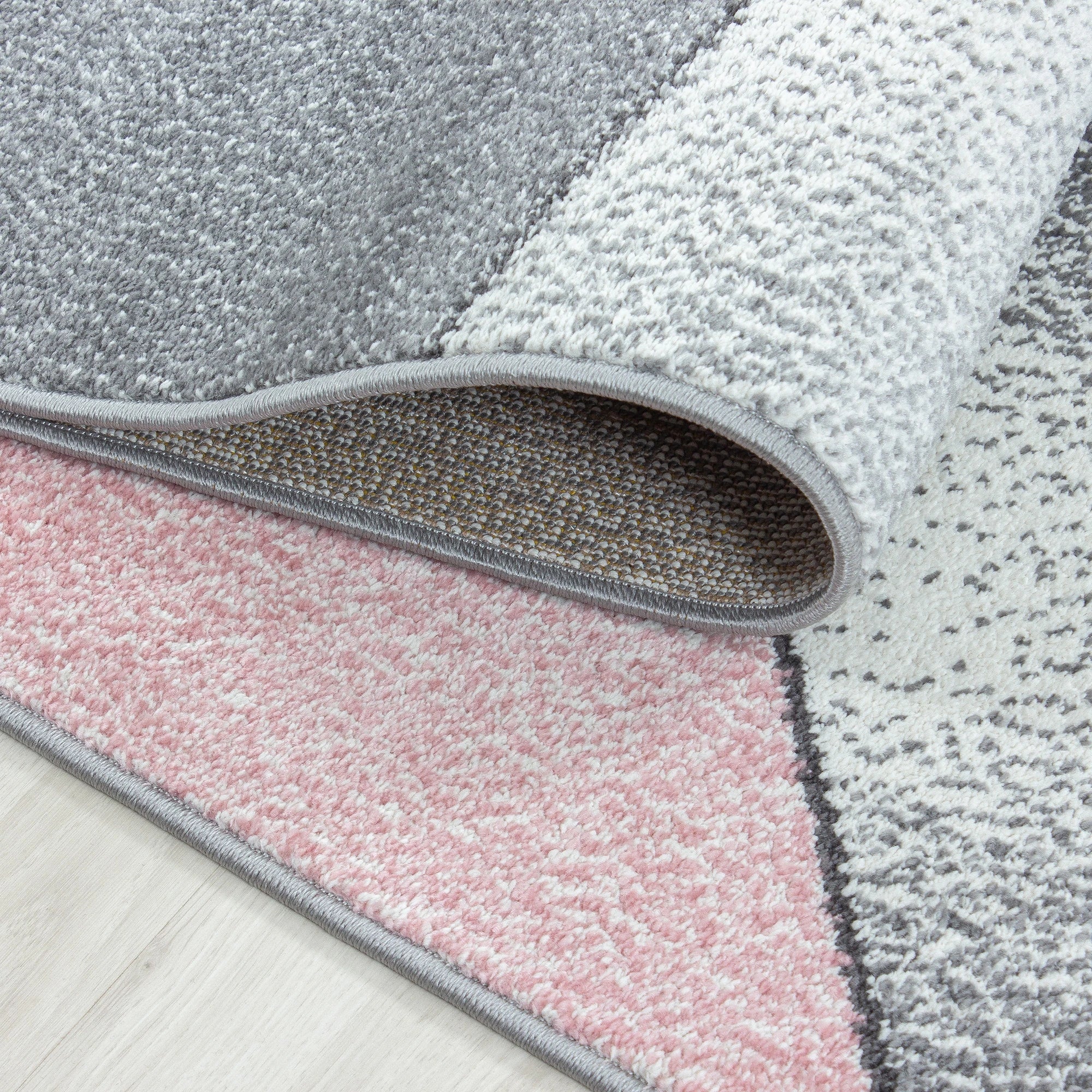 Modern Geometric Rug | Pink & Gray