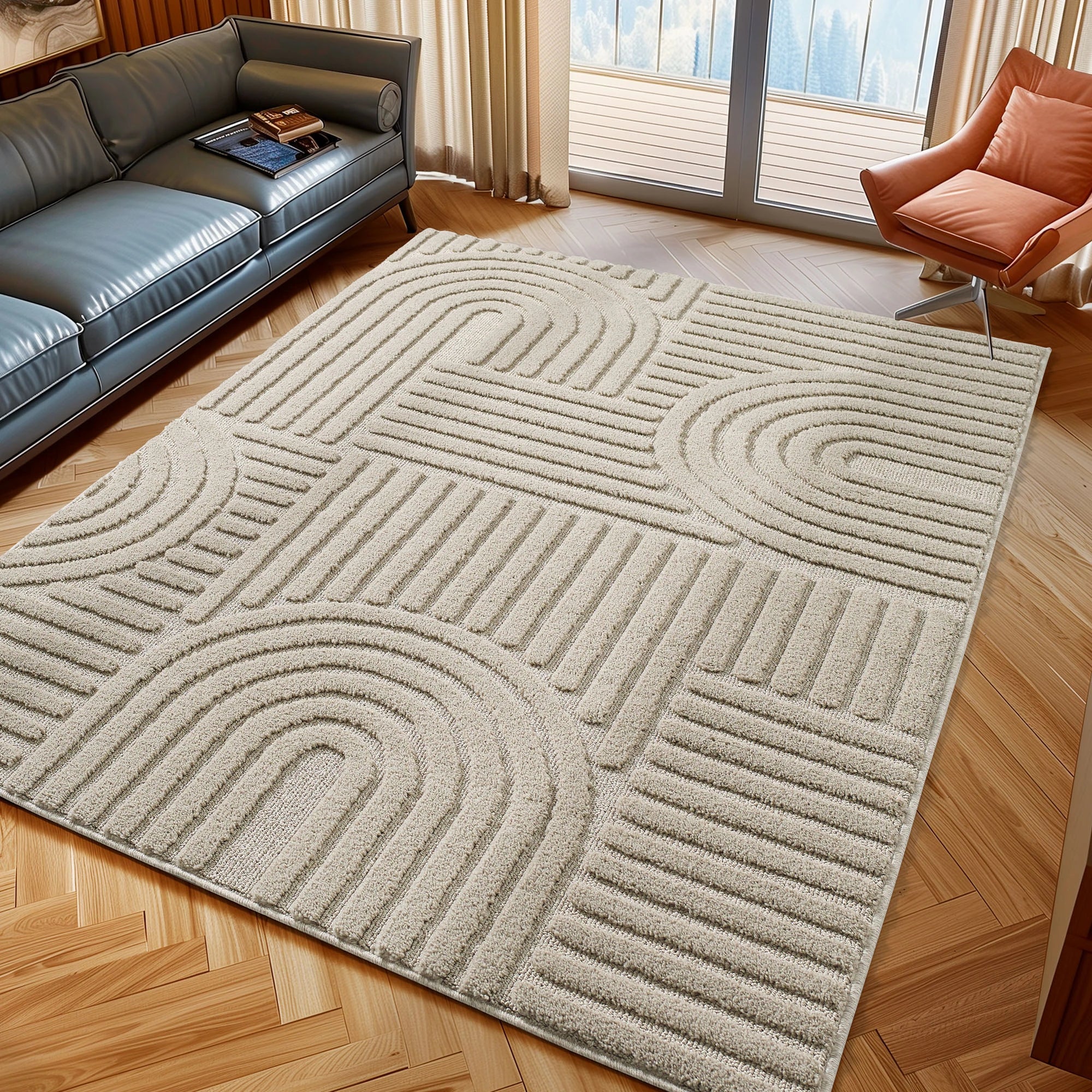 Modern Boho Rug | Beige Scandinavian Design