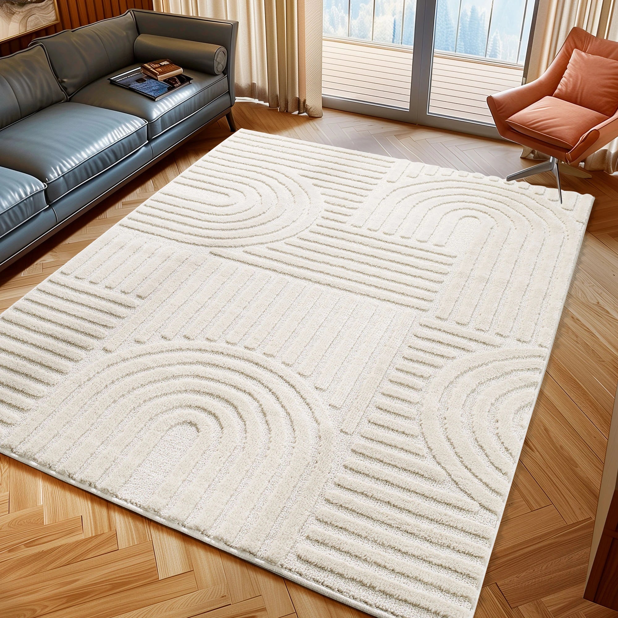 Modern Boho Rug | Cream Scandinavian Design