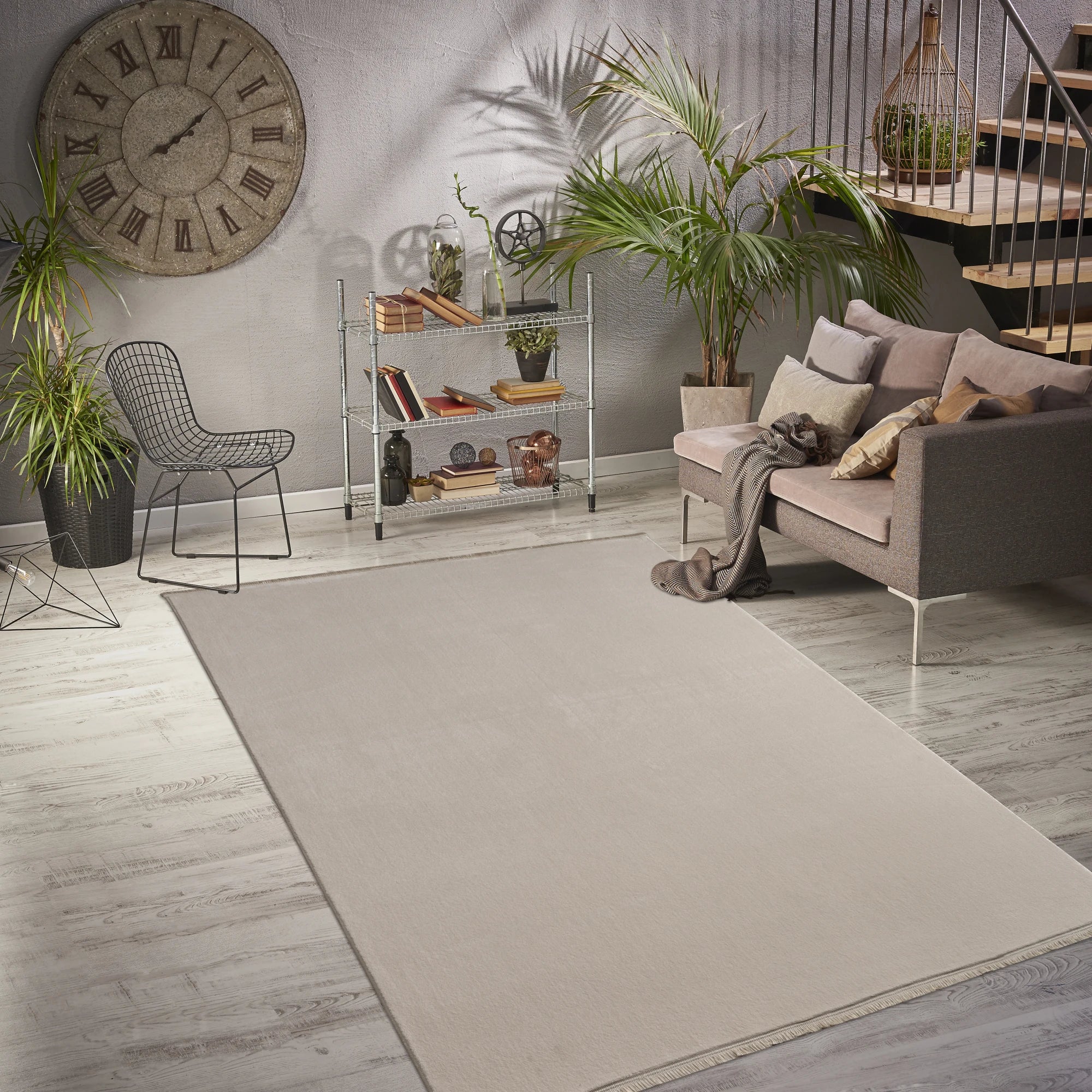 Modern Solid Oat Milk Carpet