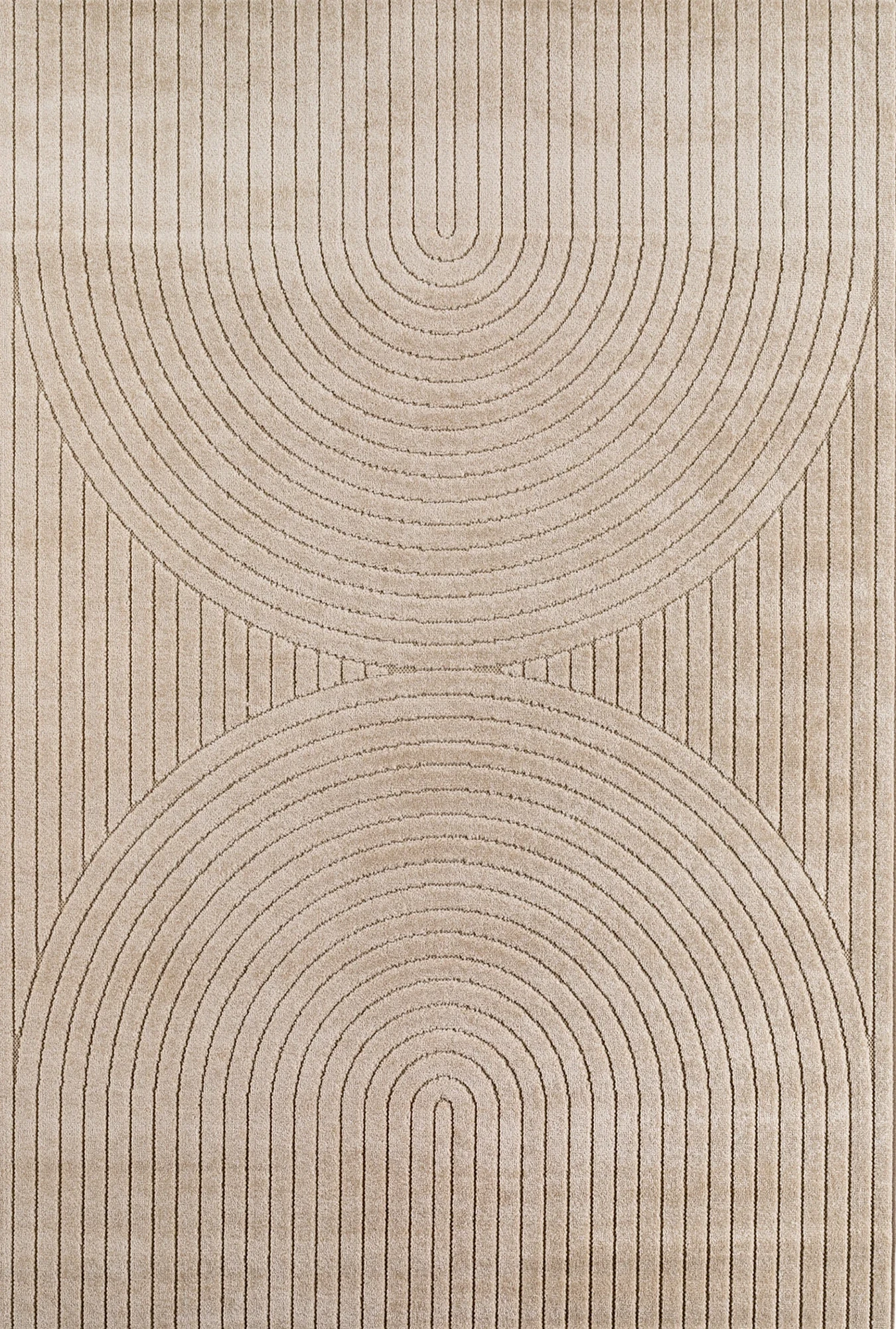 Scandinavian Half-Circle Living Room Rug | Beige