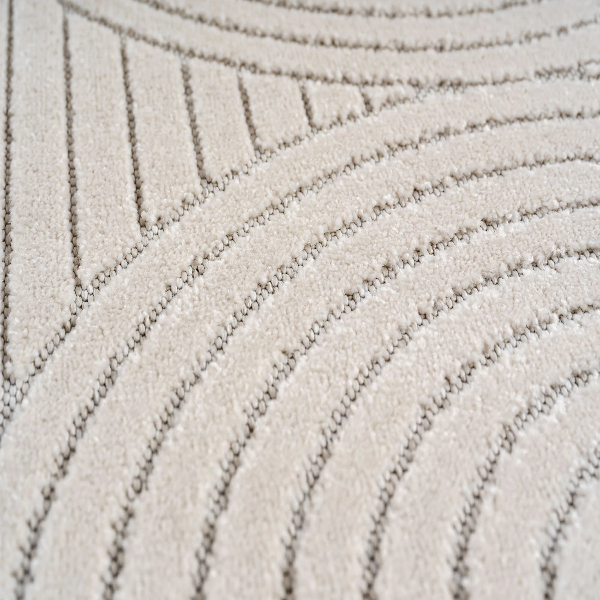 Scandinavian Half-Circle Living Room Rug | Cream