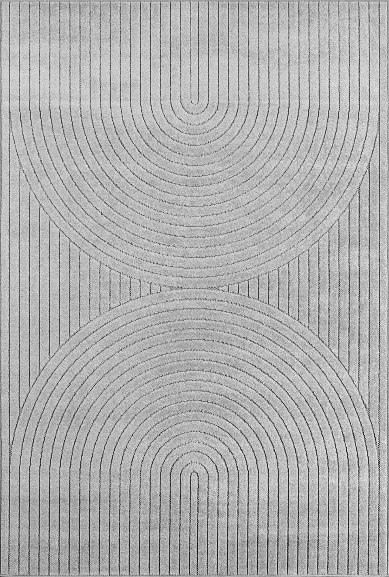 Scandinavian Half-Circle Living Room Rug | Silver