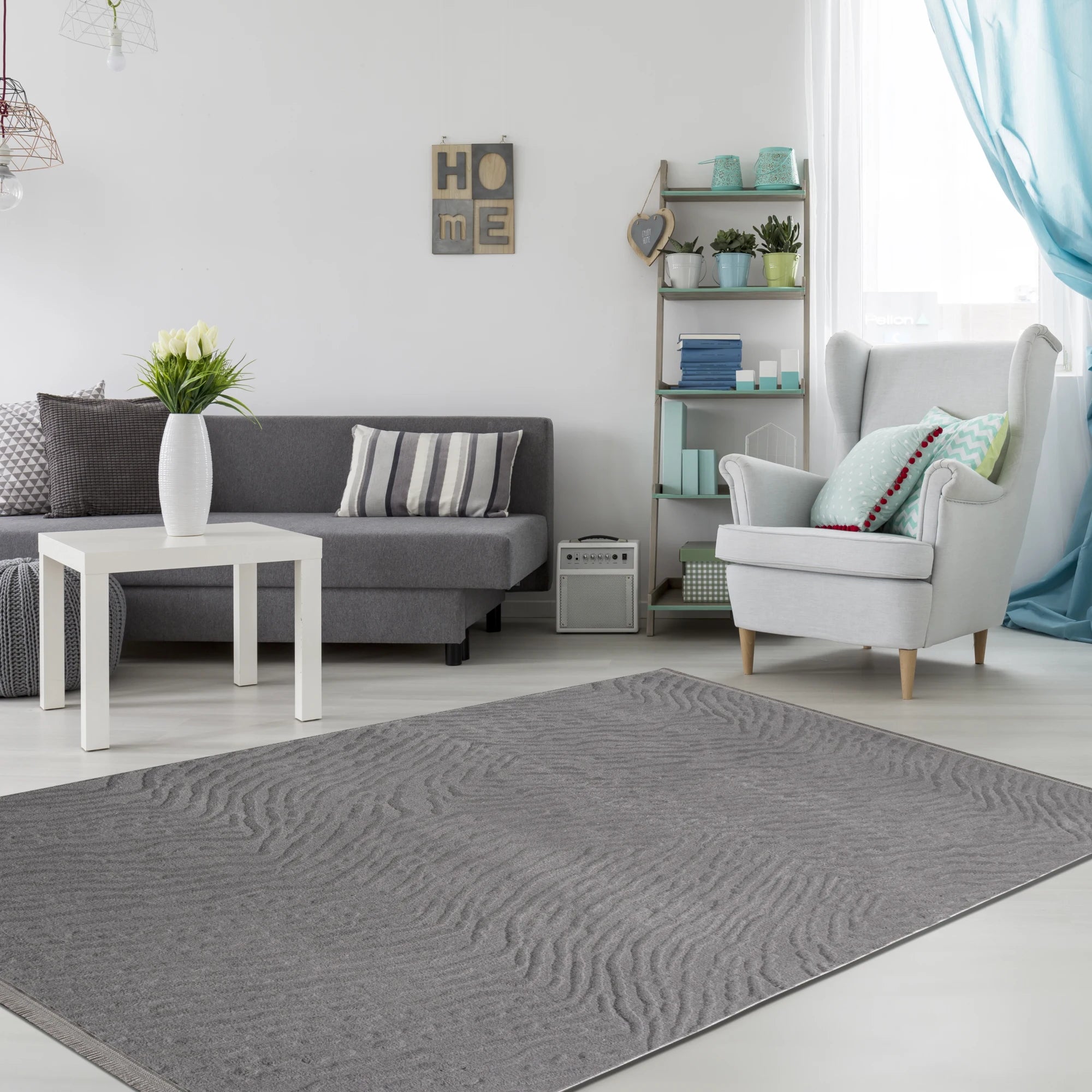 Modern Wavy Plush Rug - Gray