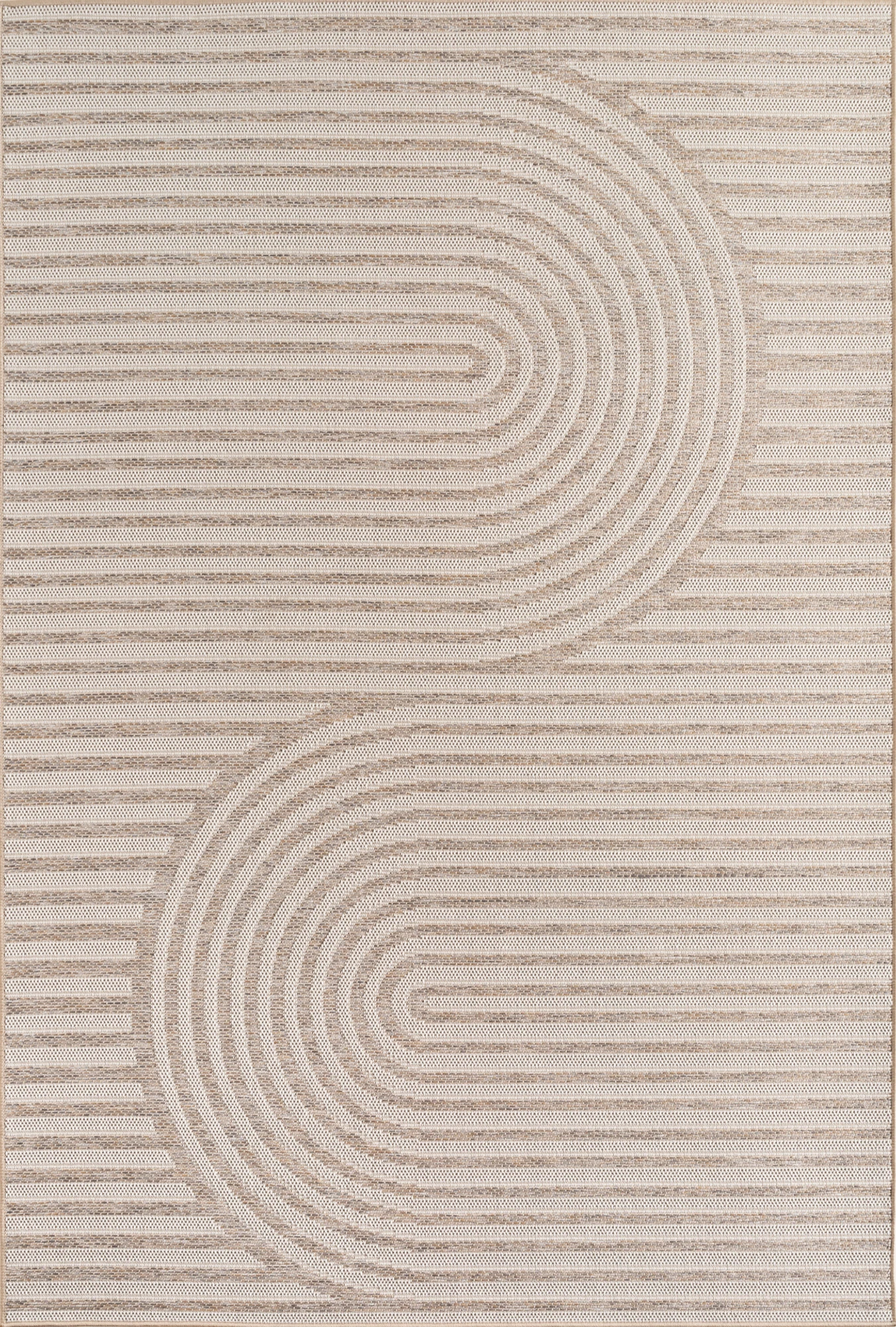 Zen Garden Spiral Pattern Outdoor Rug | Beige