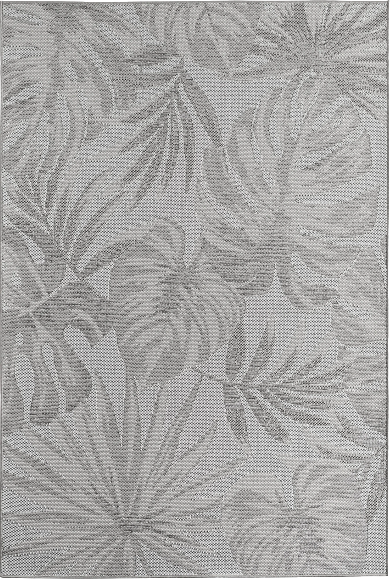 Botanical Outdoor Palm Leaf Design Rug | Gray