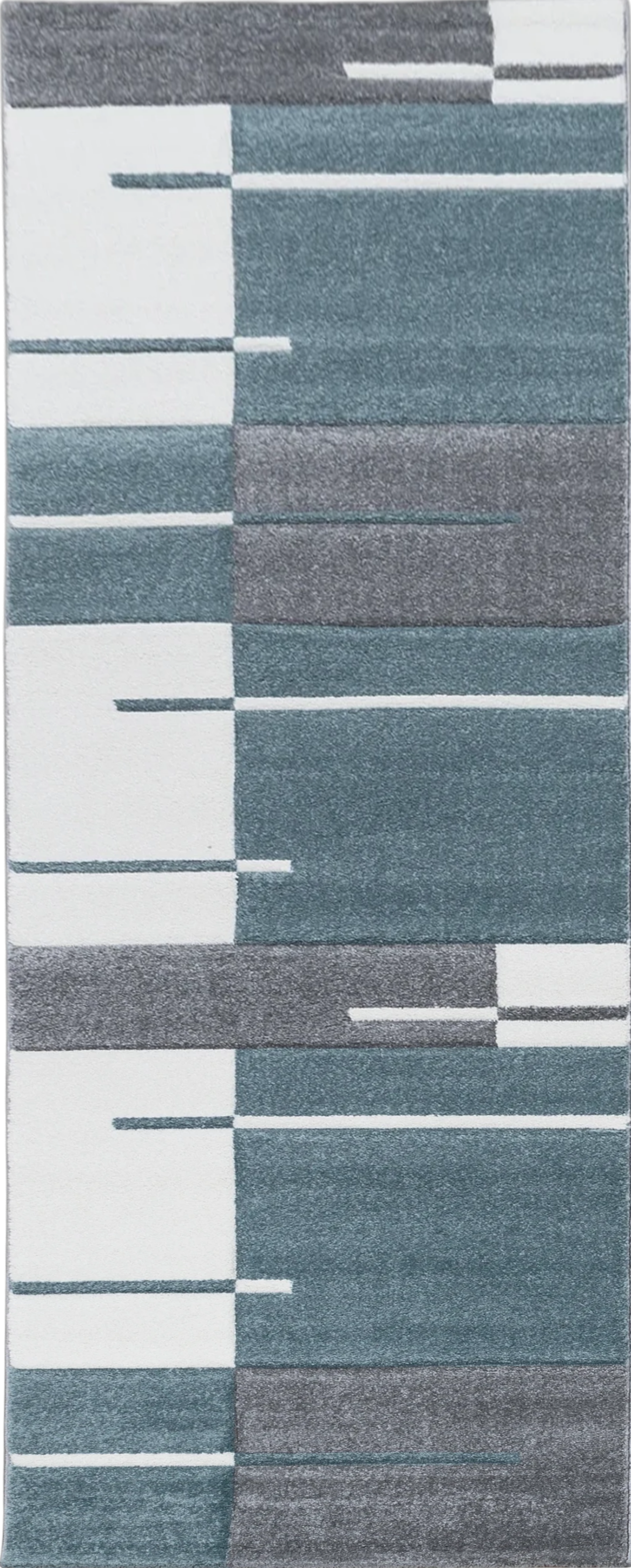 Abstract Glitch Art Geometric Design Rug | Blue
