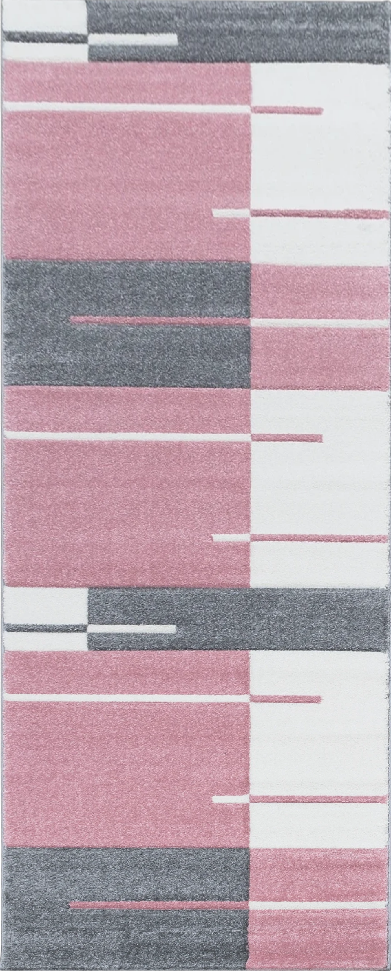 Abstract Glitch Art Geometric Design Rug | Pink