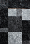 Modern Abstract Textured Block Area Rug | Black Black