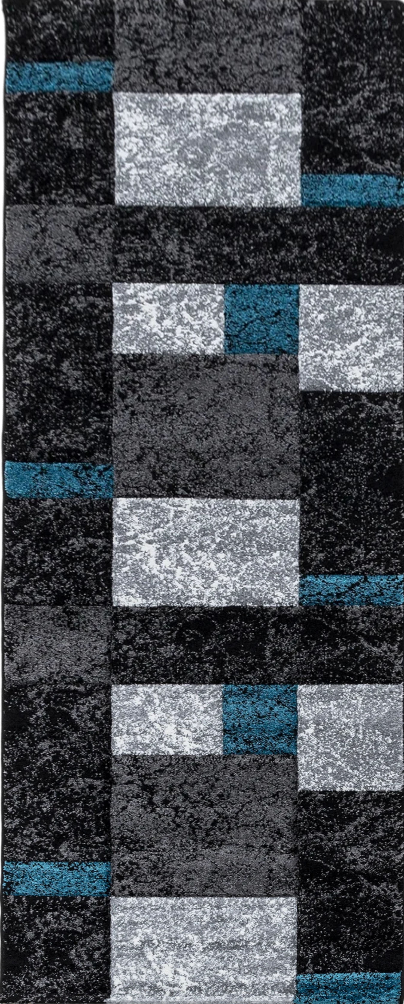 Modern Abstract Textured Block Area Rug | Turquoise