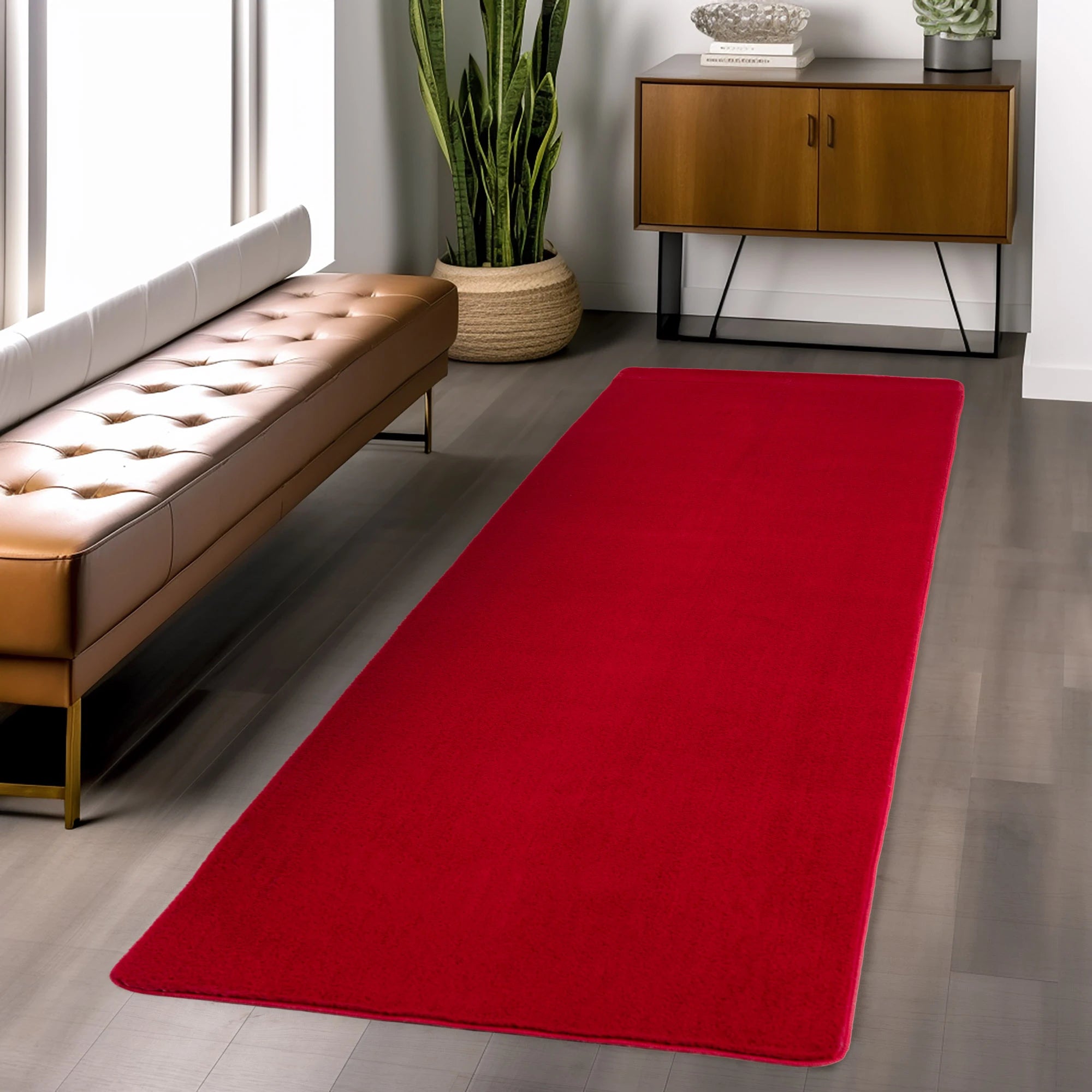 Solid Color Elegant Premium | Red Rug
