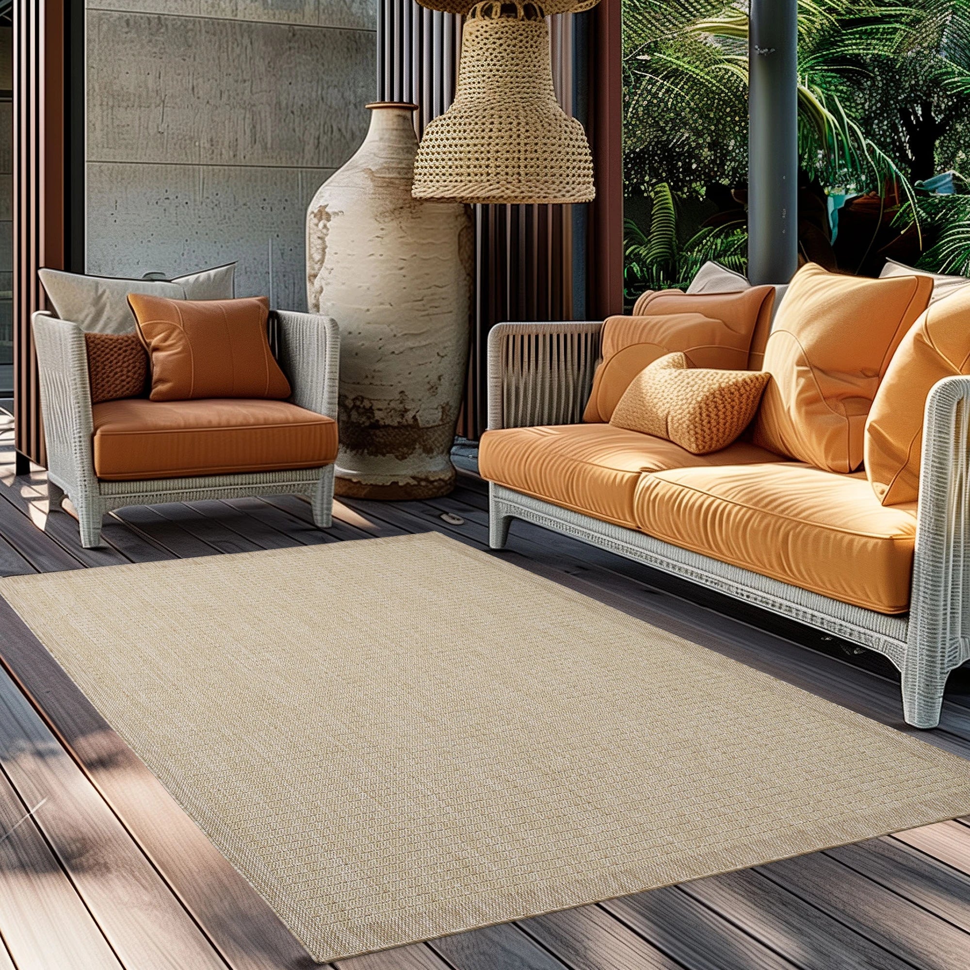Flatweave Minimalist Woven Area Rug | Beige