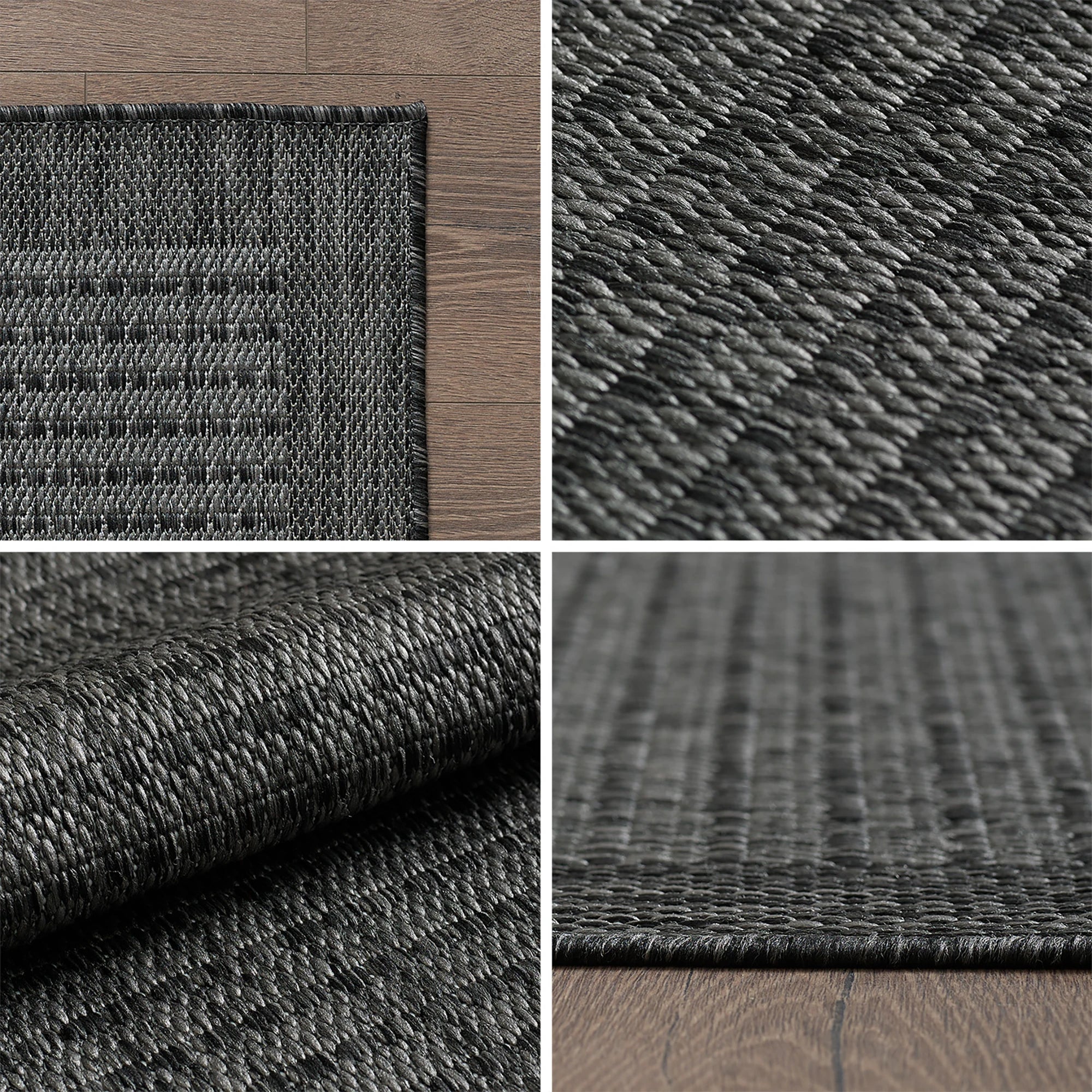 Flatweave Minimalist Woven Area Rug | Black